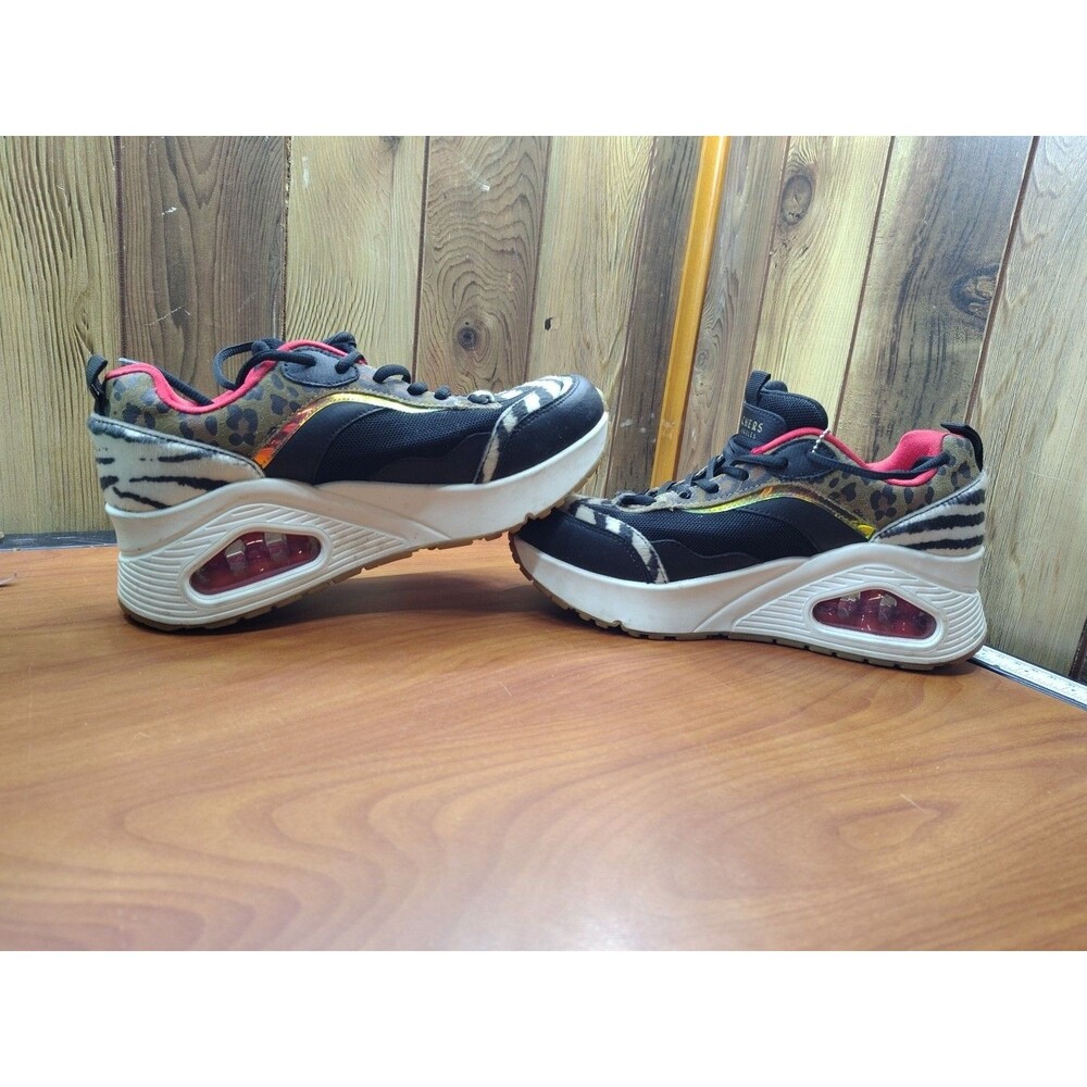 Sketchers Los Angeles The Hunt Shoes Womens 9.5 Black Animal Print Chunky - Picture 7 of 10